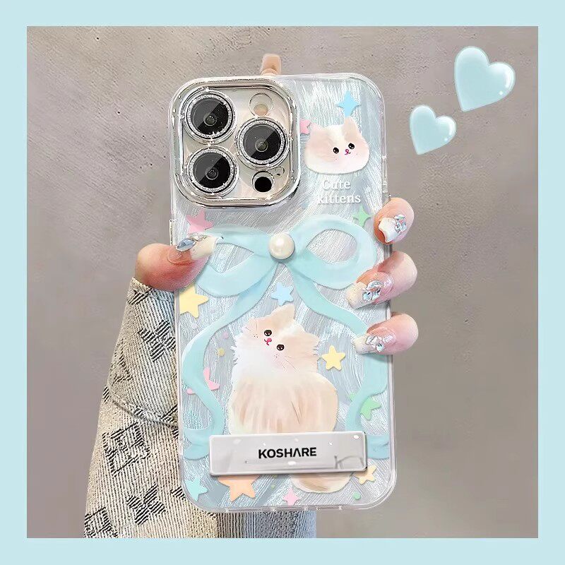 适用于苹果iPhone16promax仙气猫咪17Air手机壳新款15plus镜头全包17pro带手链支架14防摔防磕13边框12精孔