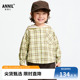 商场同款 春新款 安奈儿童装 衬衫 格子XB511537 男童带帽长袖