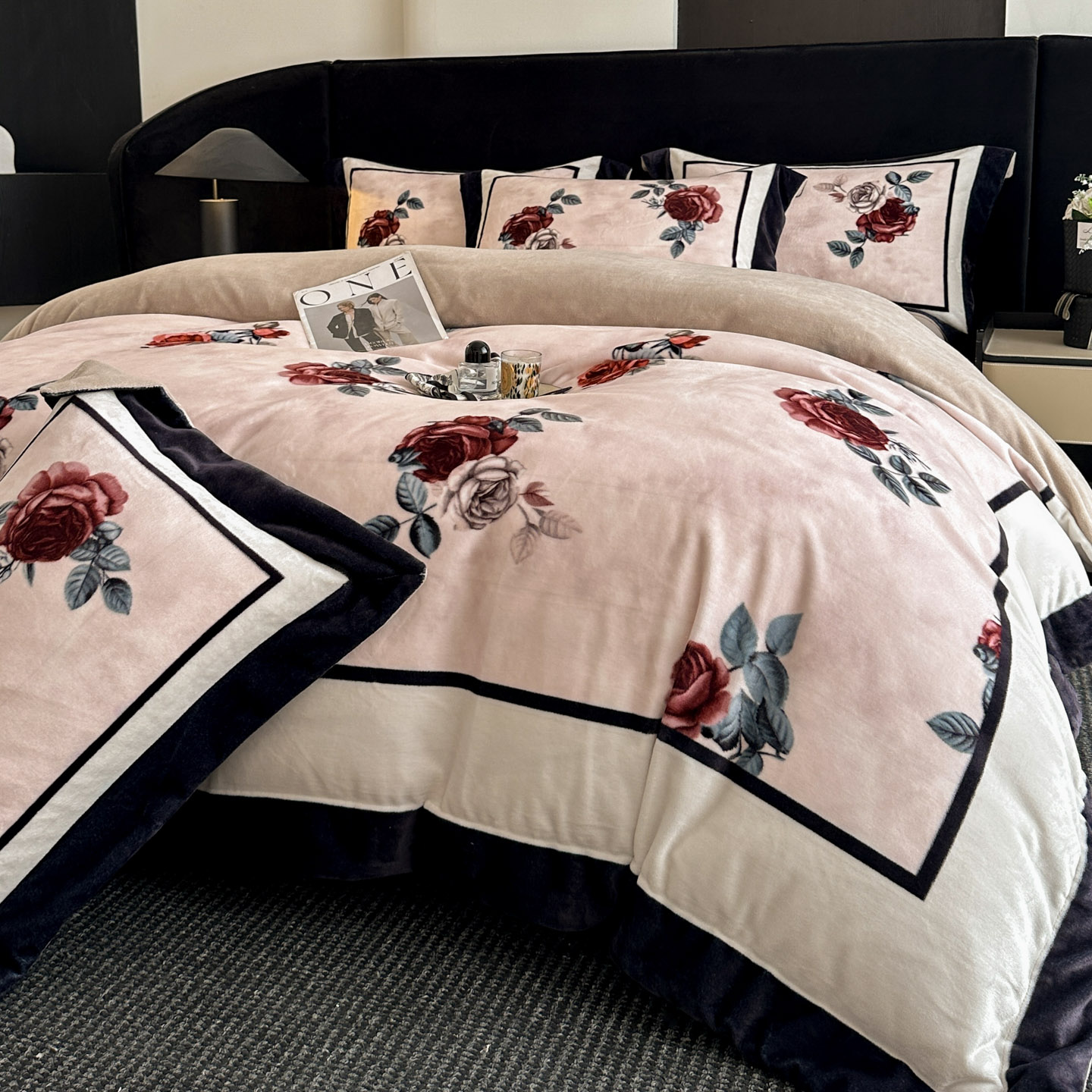 冬季法式轻奢牛奶绒被套四件套双面毛绒防静电加厚短毛珊瑚绒床品