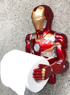 钢铁侠卫生间纸巾盒厕所卷纸筒挂架创意厕纸置物架抽纸盒免打孔