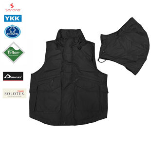 RADIUM 棉服背心秋冬马甲 日系防水机能可拆卸连帽加厚多口袋工装