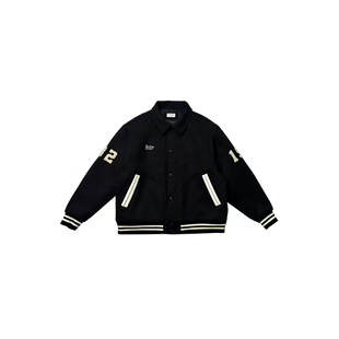 RADIUM日系复古杜邦棉黑色男夹克美式 运动棒球服棉衣情侣休闲外套