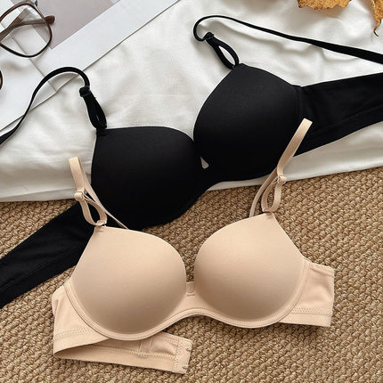 无痕轻简系内衣女小胸聚拢显大提拉塑形纯色半杯防下垂文胸80A75B