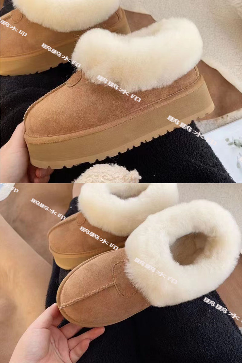 厚底真皮羊毛一脚蹬雪地靴