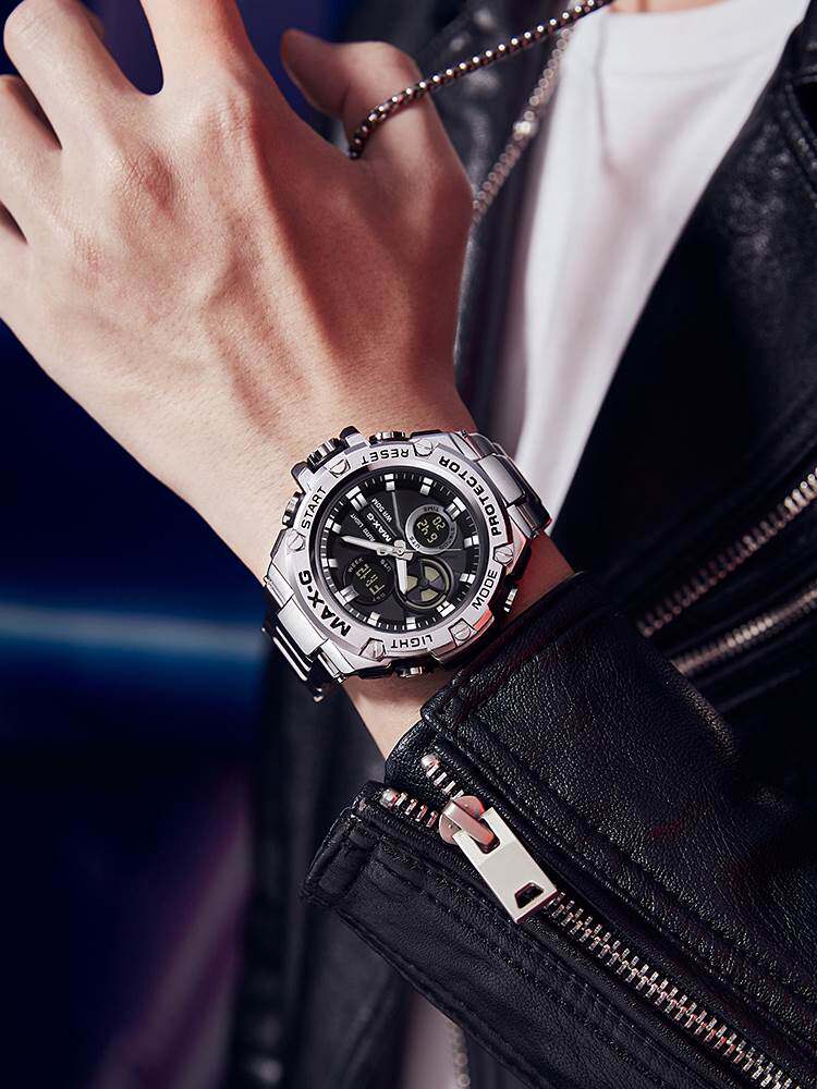 钢铁之心金属防水多功能运动手表钢带款男十初高中男学生霸气手表