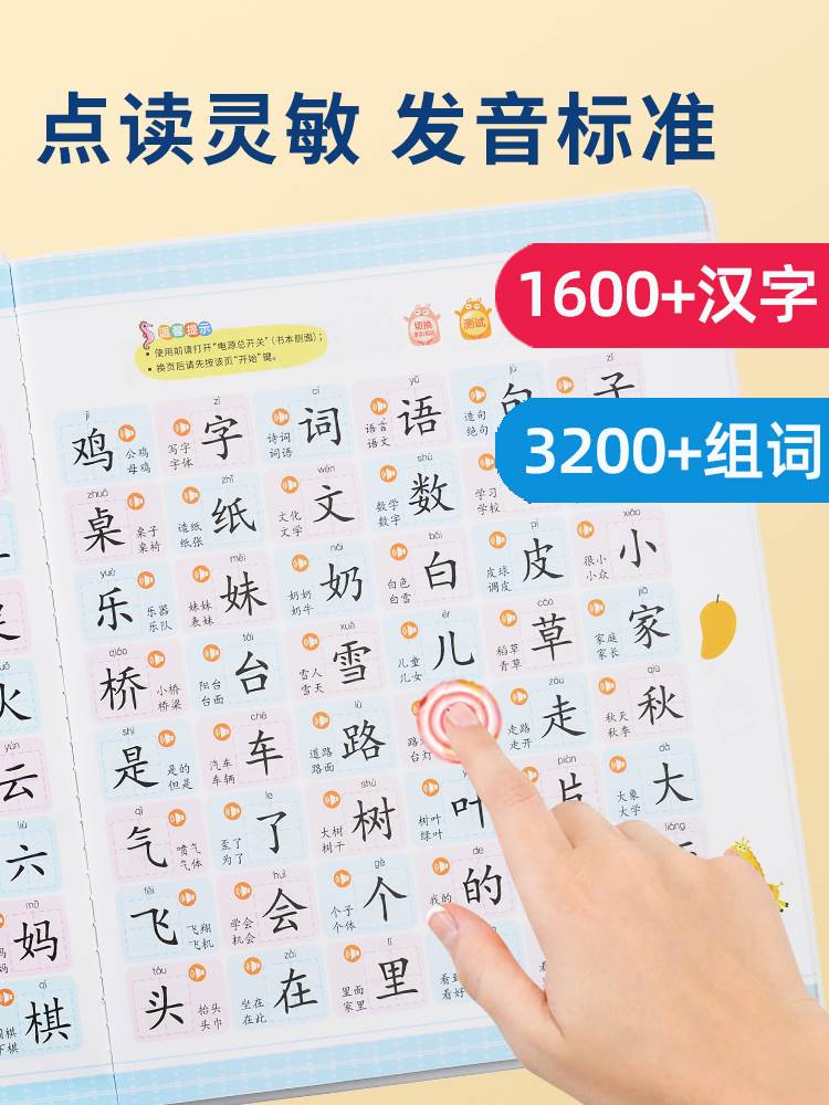 儿童识字大王发声书3000卡片幼儿园启蒙认字神器有声早教点读机