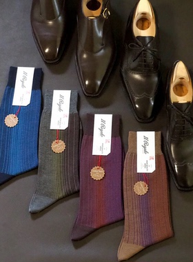 IL REGALO日本进口男袜商务渐变色条纹正装袜子