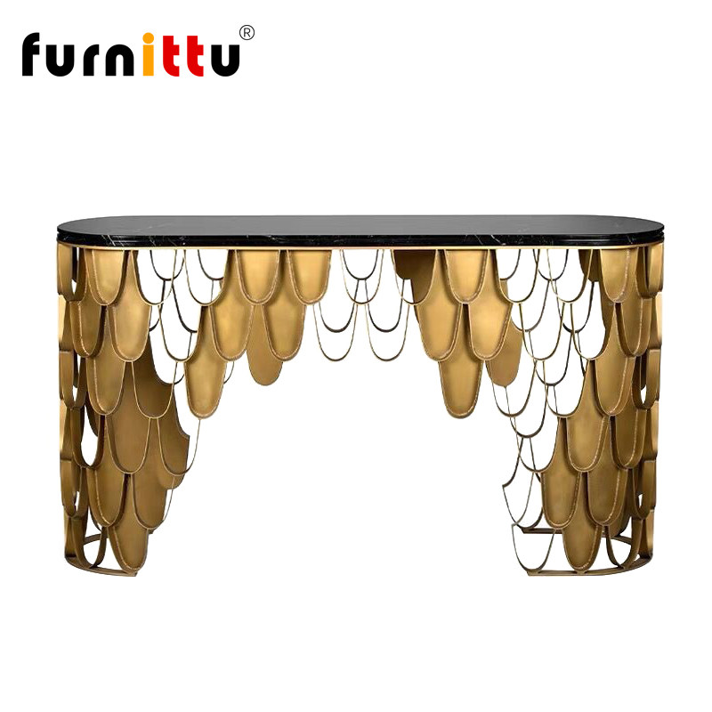 furnittu设计师家具 kol table锦鲤桌创意高档餐桌大理石金属圆桌