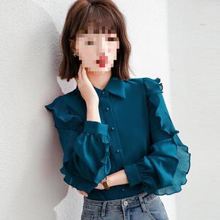 春装2026年新款时尚长袖高档红色衬衫女士春款气质雪纺上衣早春季