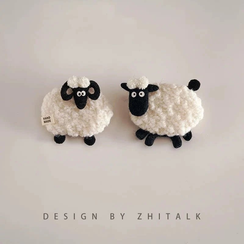 非金属胸针 卡通毛绒小山羊胸针包包衣服围巾装饰别针配饰