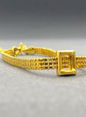 合金手链 流金岁月蕾丝方形手链设计女款手饰手工时尚百搭