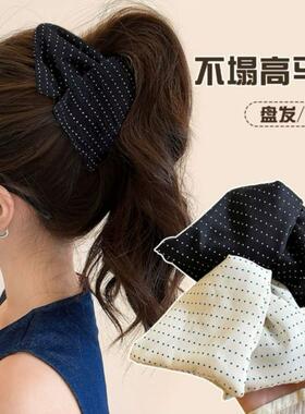 甜美手工发饰日韩三角法式鲨鱼夹2026新款抓夹波点气质黑色百搭