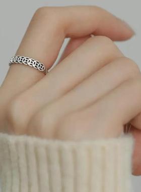 合金戒指 个性男女小众复古百搭时尚戒指简约冷淡风手工做旧素款