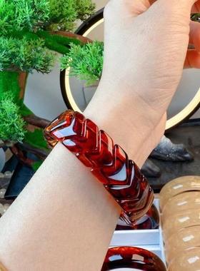 非金属亚克力手链 复古红色单圈手链手牌时尚百搭精致大气手链