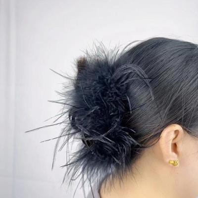 秋冬纯欲ins风羽毛发夹超仙高级感羽毛抓夹时尚复古气质森系可爱