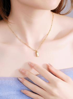 合金项链 新款简约项链女方形锁骨链时尚饰品百搭女款轻奢高级