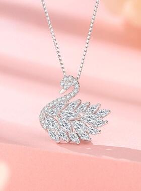 冰晶白天鹅爆闪项链轻奢百搭小众锁骨链气质时尚女士