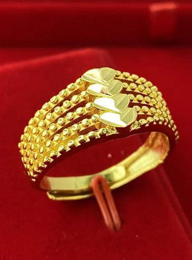 合金戒指 精致气质女士四心排戒可调节戒指时尚经典精美百搭素款