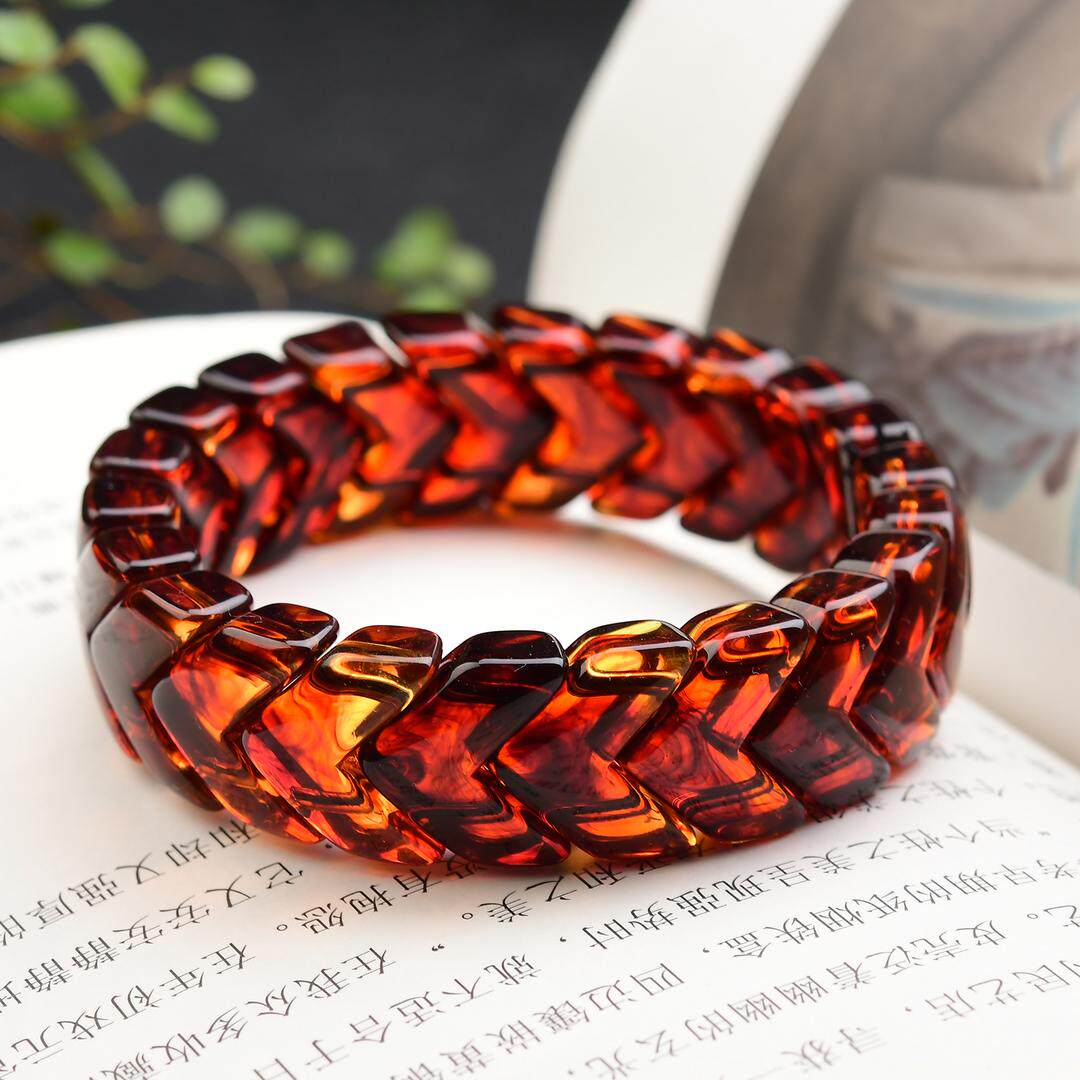 亚克力手链 复古红色手牌手链气质时尚手工百搭编织民族风