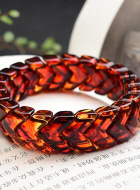 亚克力手链 复古红色手牌手链气质时尚手工百搭编织民族风