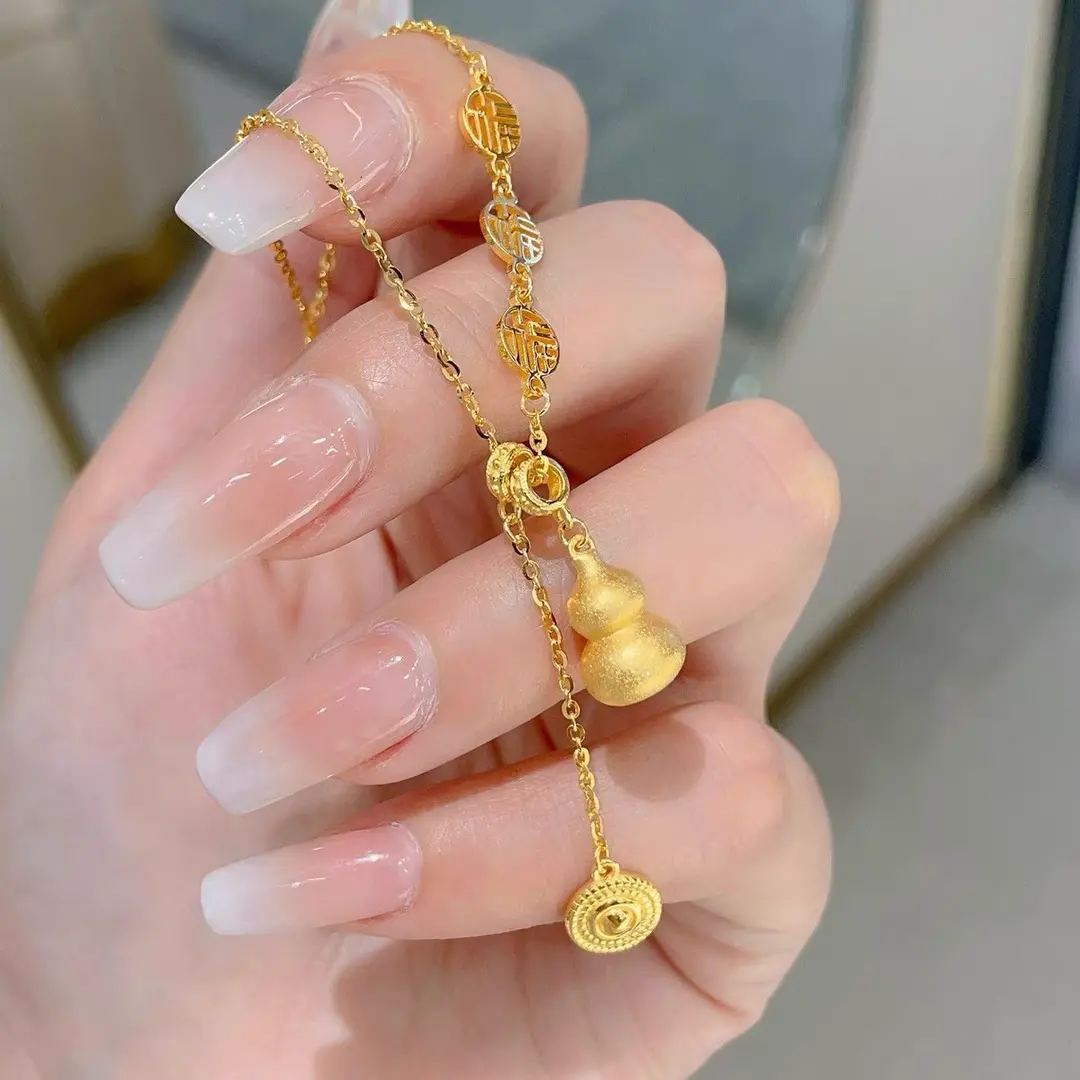 合金项链 新中式流苏福字葫芦项链女款百搭精致小众锁骨链