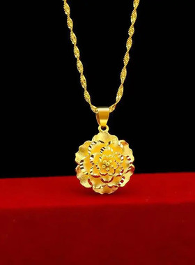 合金项链 牡丹花气质高级项链森系女士项链精美时尚百搭饰品经典