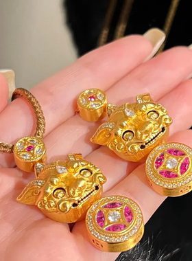 合金项链 素款金色貔貅项链中式轻奢古法民族风手工气质时尚