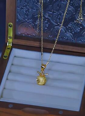 合金项链 新款简约爆闪金色平安果项链小众百搭气质精致轻奢时尚