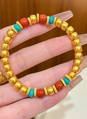 合金手链 新中式国潮风黄色豆豆红蓝手链时尚小众ins精美手串
