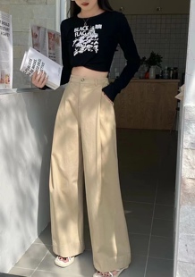 阔腿裤 纯色休闲显瘦水洗棉料瘦版 宽松高腰直筒潮流时尚 8815韩版