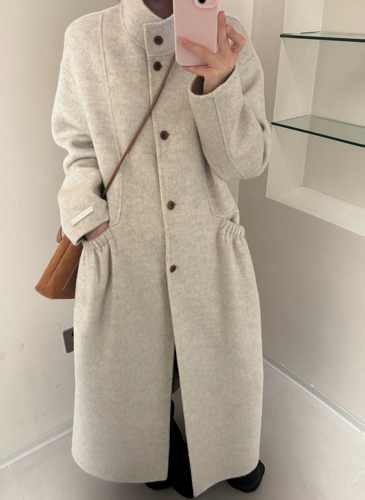 8819沁年韩系翻领高级感双面大衣中长款气质双面羊绒大衣外套