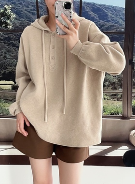 SS6625冬季慵懒风针织宽松韩版连帽长袖加厚百搭时尚套头毛衣帽衫