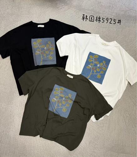 5925新款5G韩国棉韩系宽松显瘦休闲百搭印花短袖T恤女秋季