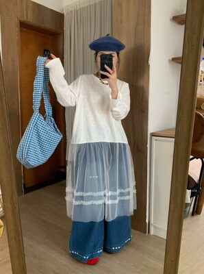 6637欢喜春夏慵懒休闲风拼接长袖T恤女宽松百搭内搭防晒上衣