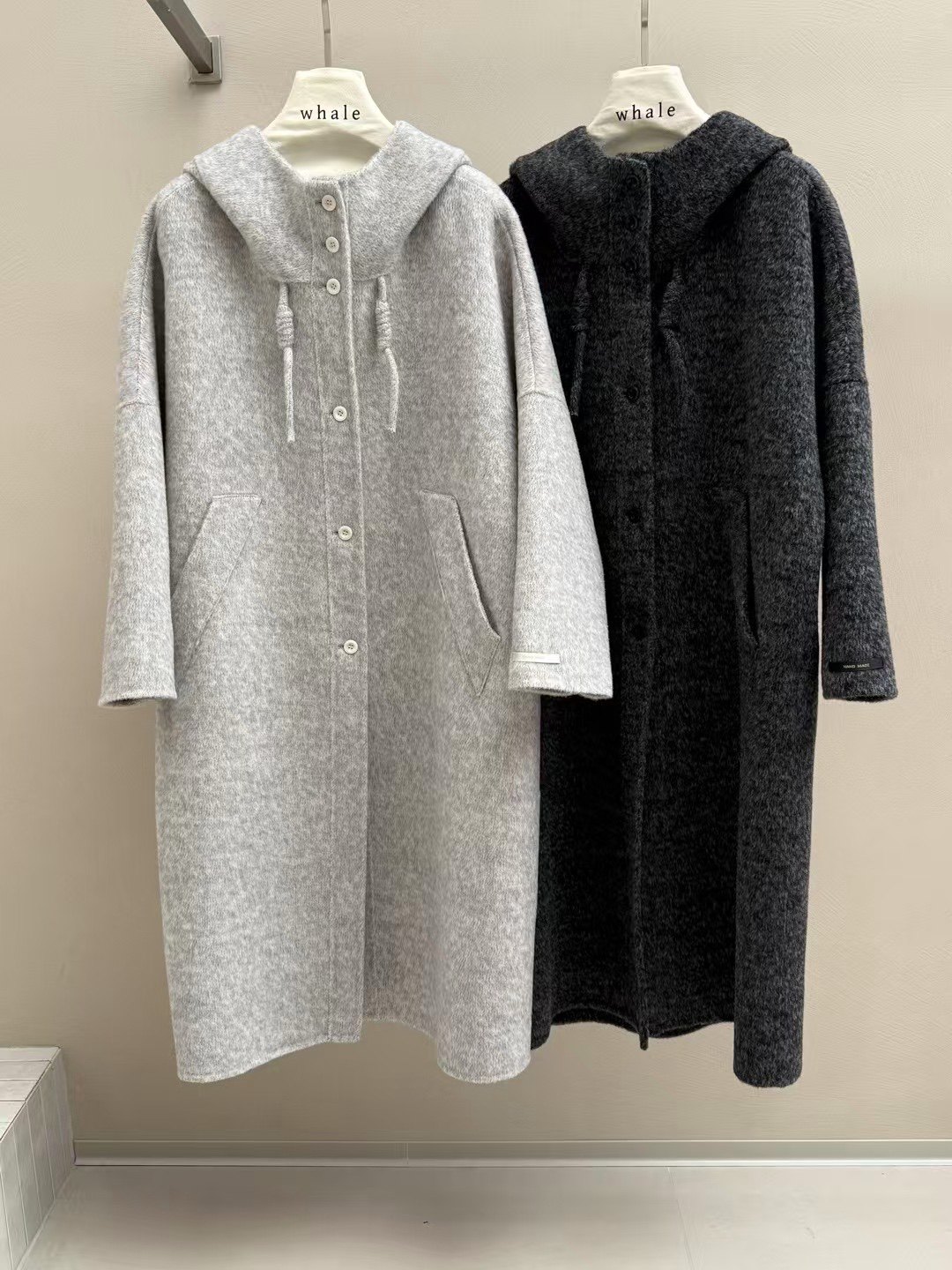 8882沁年全羊毛双面羊绒高级感连帽双面大衣长款加厚保暖毛呢外套