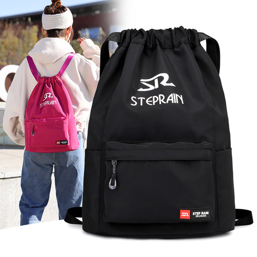 防泼水抽绳收纳包男女大容量简易户外包运动健身背包束口袋双肩包