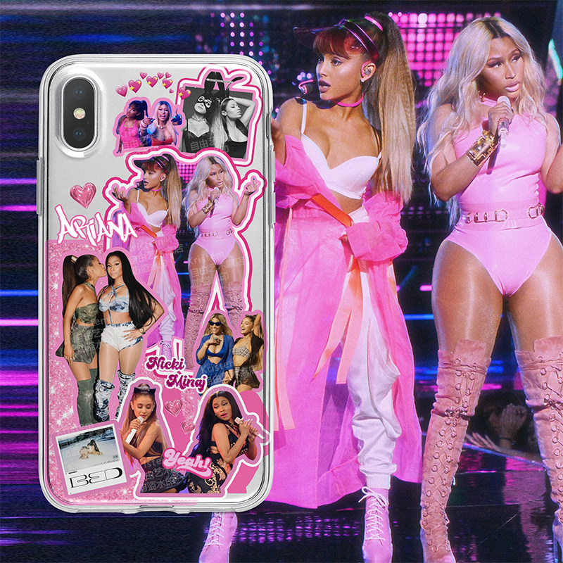 kristem原创a妹麻辣鸡ariana grande透明手机壳边边鸡sidetoside