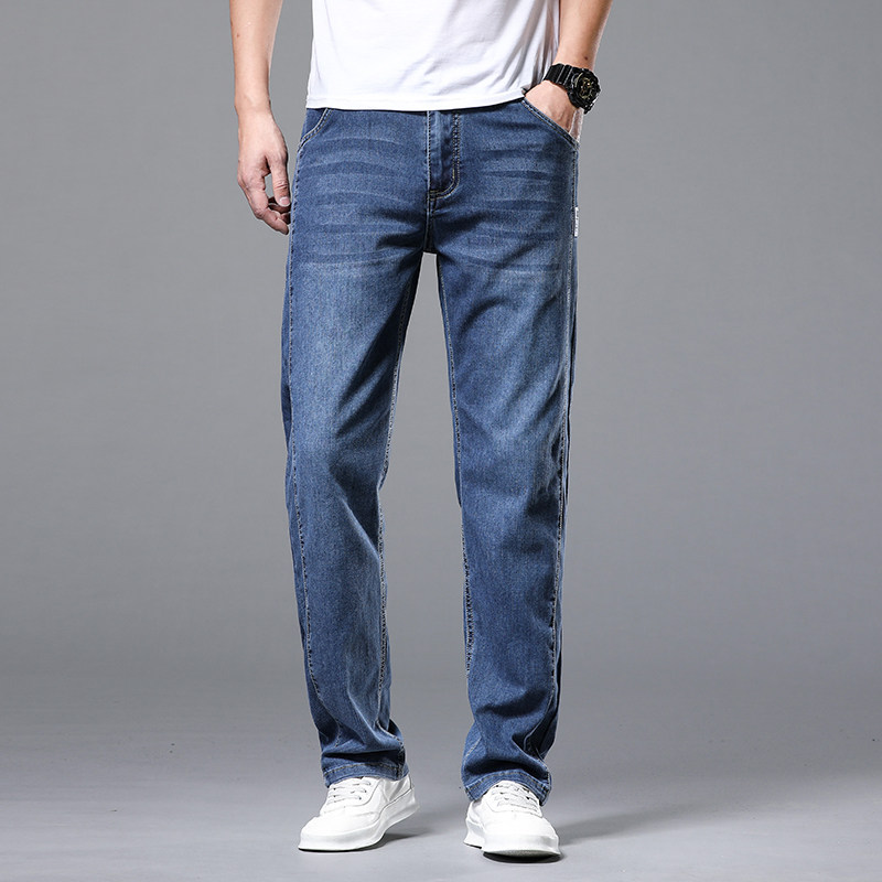 高端牛仔裤男士直筒宽松时尚百搭休闲男裤阔腿大码长裤子夏季薄款