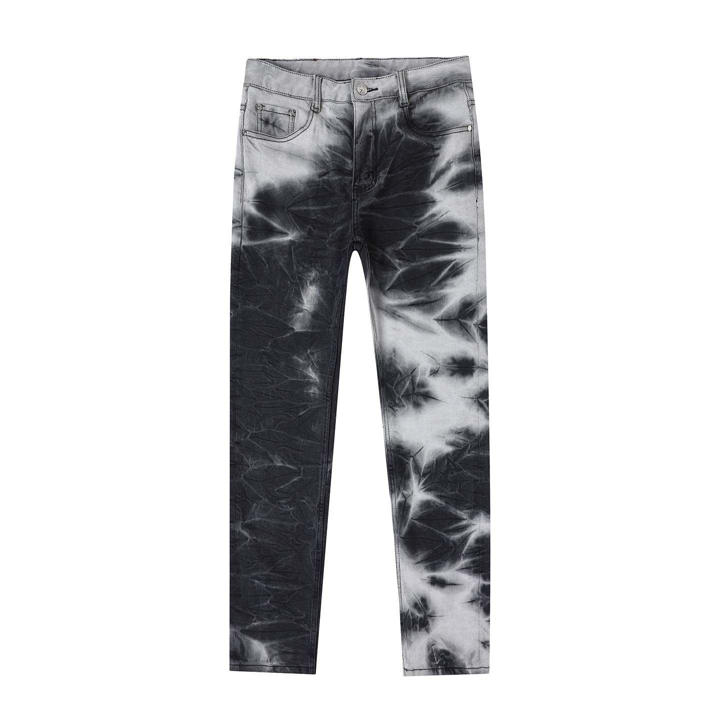 美式高街泼墨涂鸦扎染牛仔裤男