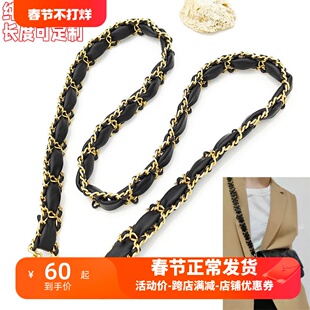 宽小香风手工穿皮替换高档23K方胖子豆腐包包单肩斜跨百搭粗包带