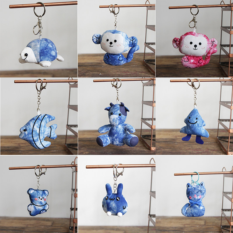 云南大理丽江蓝染钥匙扣扎染布艺兔子挂饰礼物挂件手工玩偶布偶,节庆用品/礼品,钥匙扣,淘宝优惠券,粉丝福利购,淘宝优惠卷