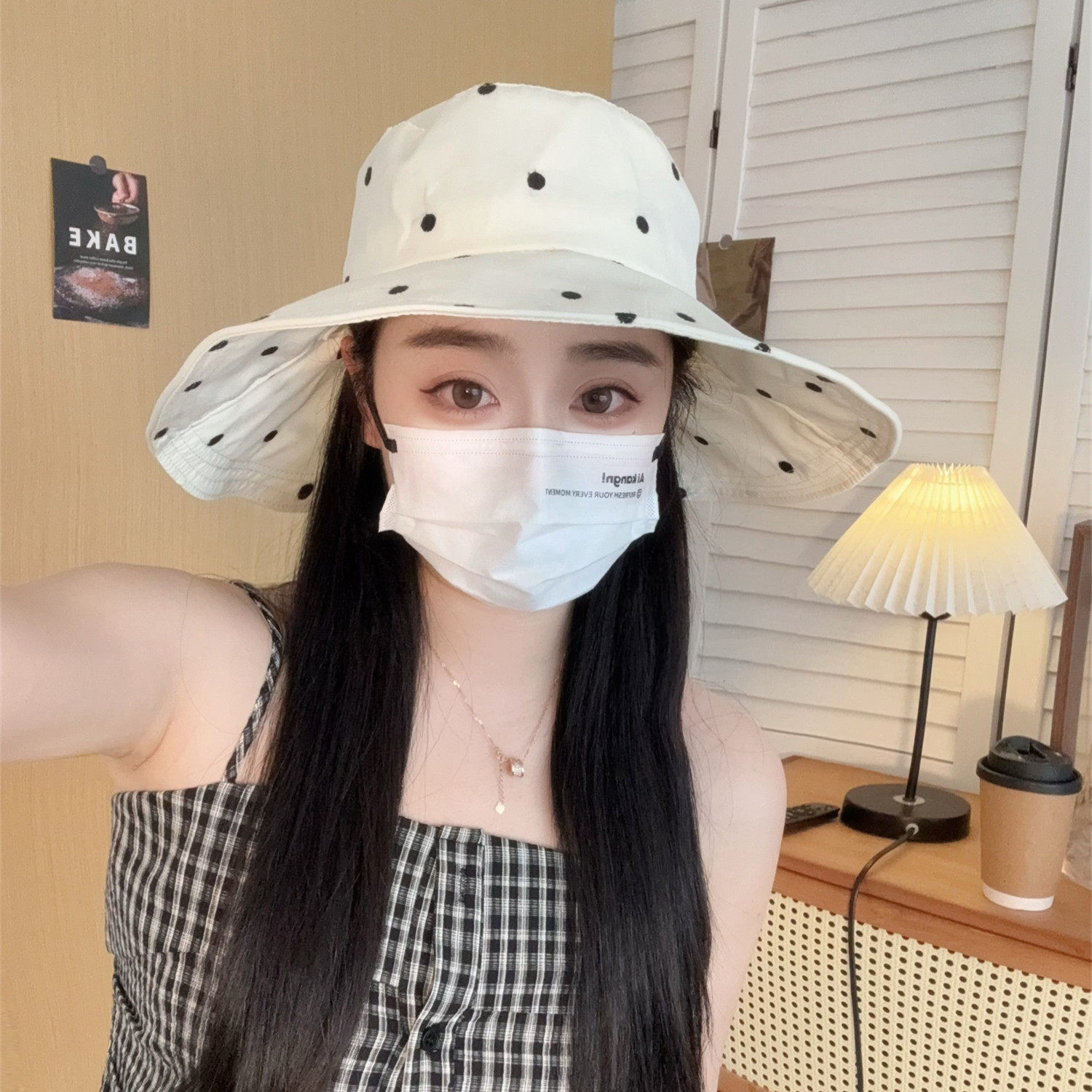 橘子哥哥2026新款甜美波点大檐渔夫帽女夏季出游可折叠防晒遮阳帽