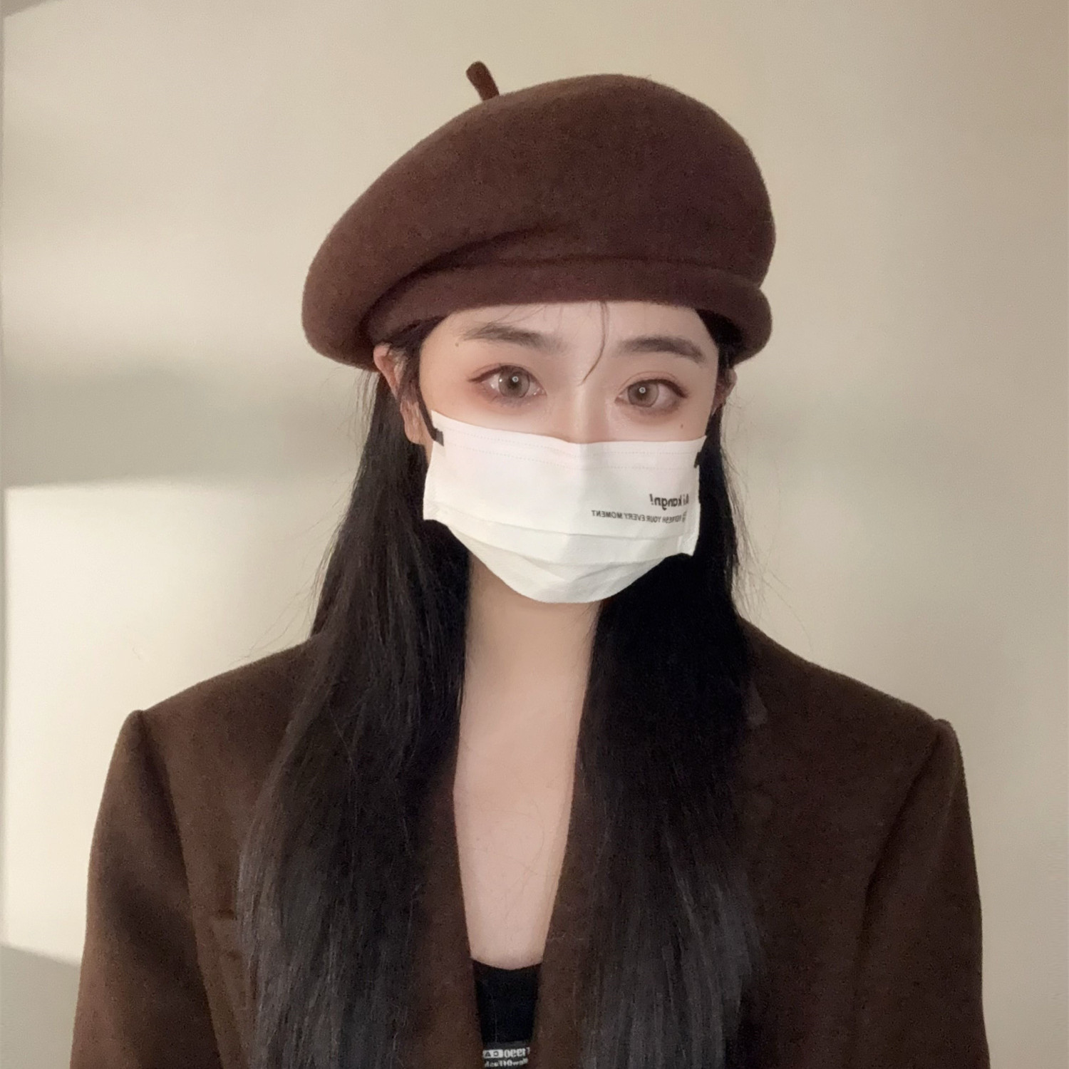 韩系气质优雅显脸小卷边贝雷帽