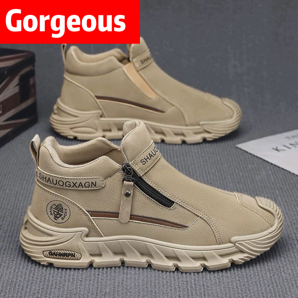 劳保鞋男鞋秋冬季新款高帮工装鞋子男防滑耐磨工地上班休闲马丁鞋