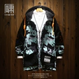 Длинная японская толстовка с капюшоном в стиле хип-хоп, бархатный пуховик, куртка, средней длины, увеличенная толщина