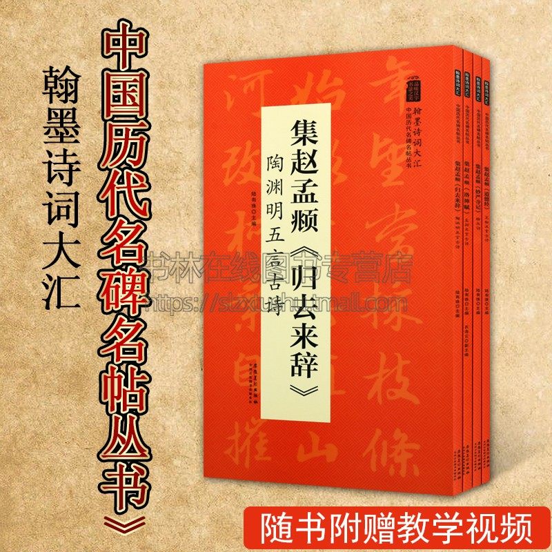 集赵孟頫洛神赋 妙严寺记 道德经 归来去辞 四册 中国历代名碑名帖丛书 陆有珠著 行书毛笔字帖临摹书籍碑帖米字格 安徽美术出版社