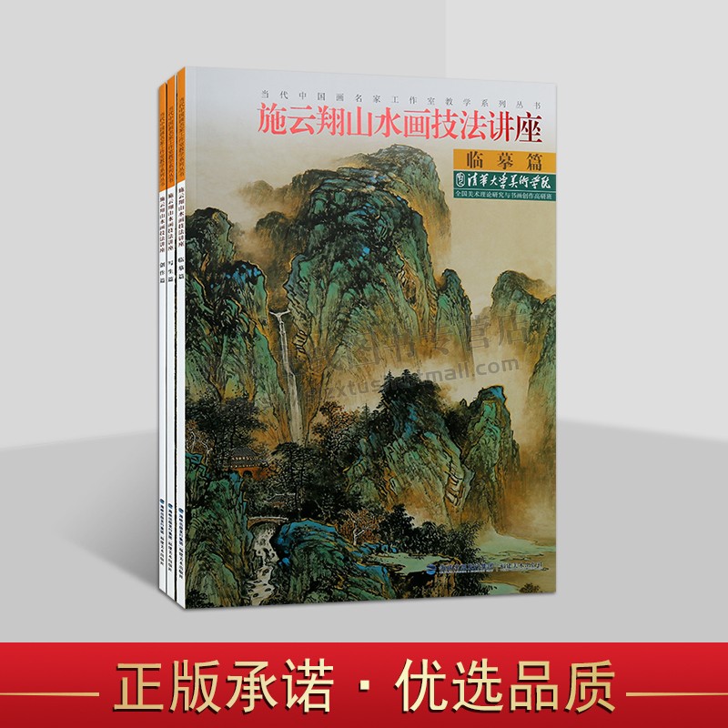 施云翔山水画技法讲座(全三册)白描画谱勾勒解析/国画水墨画临摹画册绘画书籍/初学者毛笔绘画美术入门教程/中国名画家技法全集
