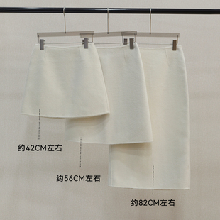 简约保暖短裙 型直筒裙中长款 米白色 双面呢羊毛裙100%羊毛加厚A版