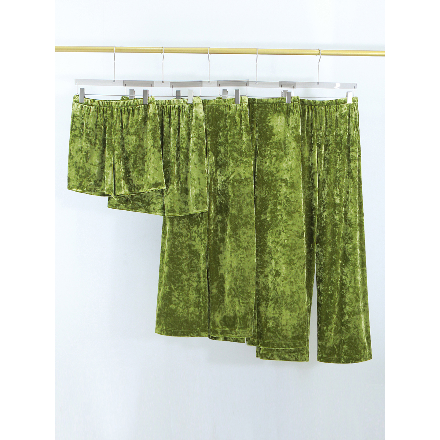 松紧腰进口钻石绒阔腿裤女秋冬新款多个长度显瘦垂感宽松休闲裤子