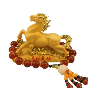 车载摆件生肖马高档男士汽车中控台停车卡牌车内个性装饰用品大全